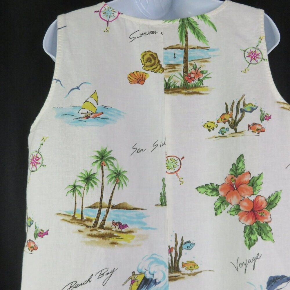 Hot Cotton Hawaiian Dress Beach XL Marc Wear Floral Sheath Cotton Linen Cover Up - Picture 6 of 10